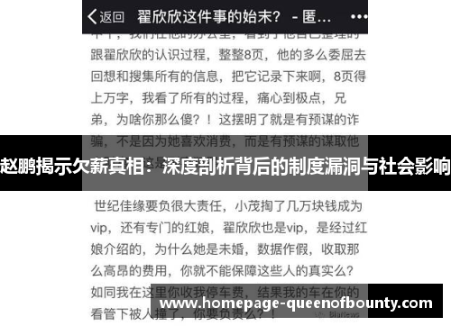 赵鹏揭示欠薪真相：深度剖析背后的制度漏洞与社会影响